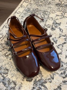 AE Mary Jane Flats in Deep Burgundy